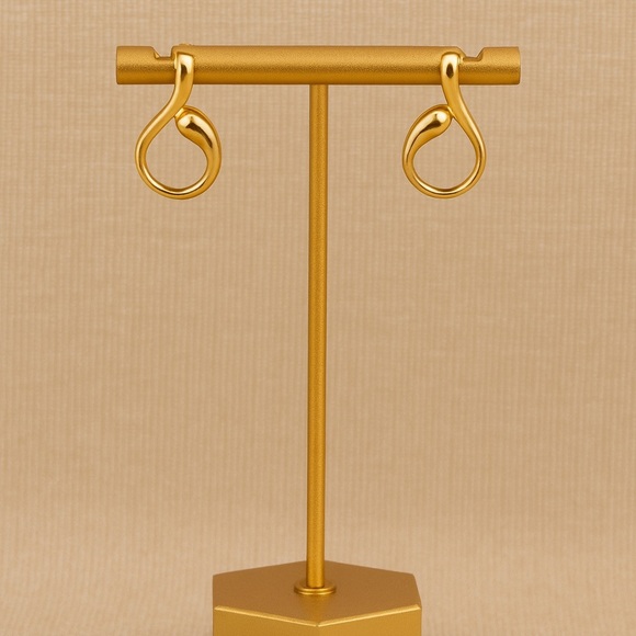 18K Gold Filled Abstract Loop Stud Earrings - Picture 3 of 3